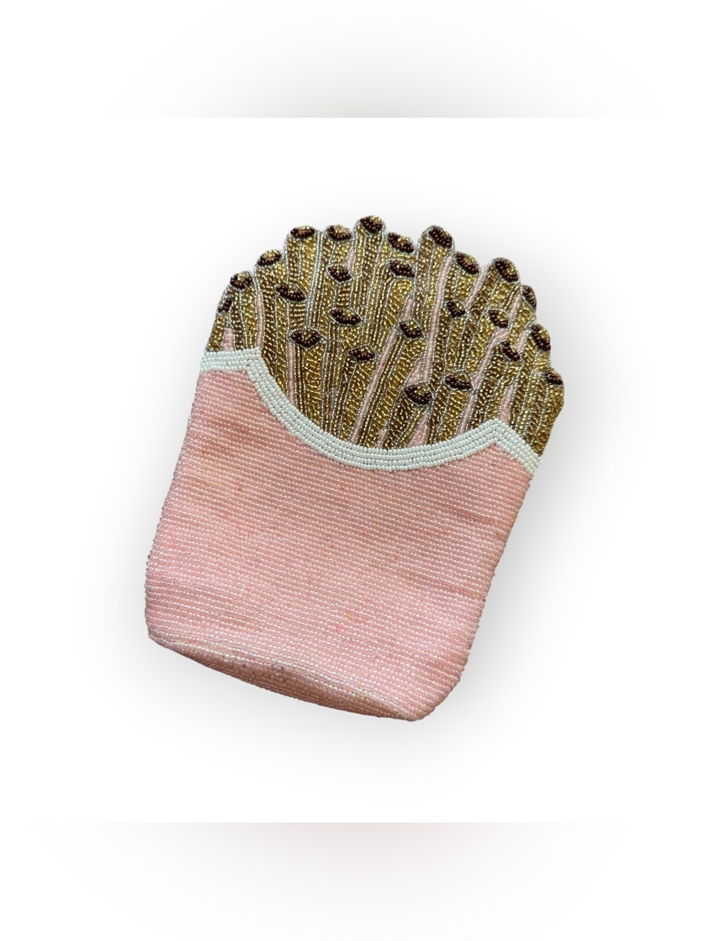 Tiana NY Beaded French Fry Clutch bag in Pink and Gold